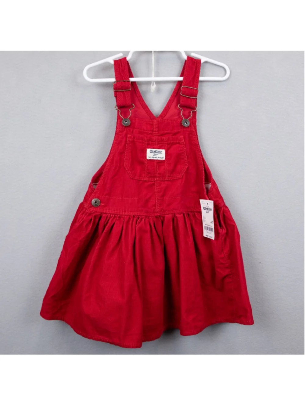 Girls OshKosh B'gosh red corduroy overall jumper dress NWT-4T